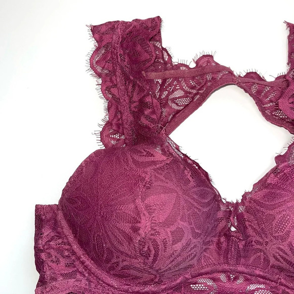 PINK Victoria’s Secret Date Push-up Bralette in Magenta Lace Small Women’s - Picture 2 of 11